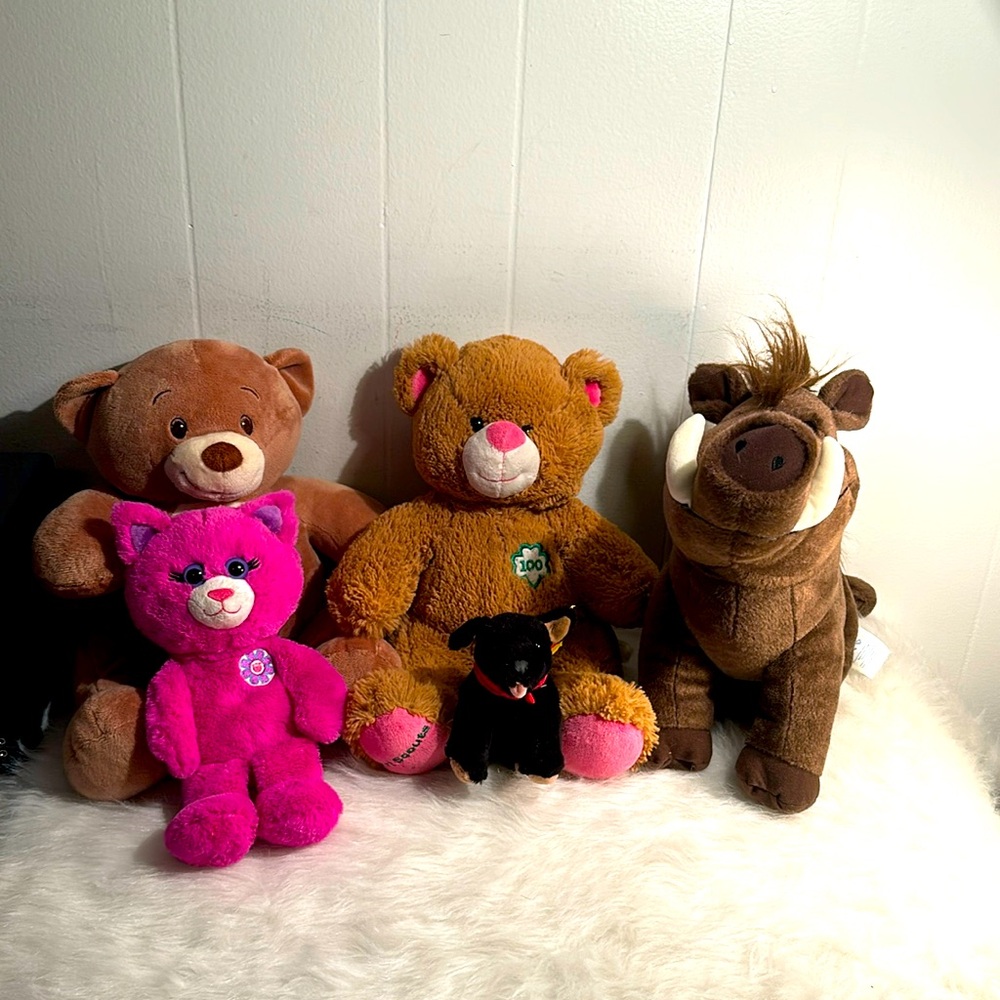 BUILD A BEAR BABW LOT OF 5 PLUSH bears dog cat warthog lion king great condition